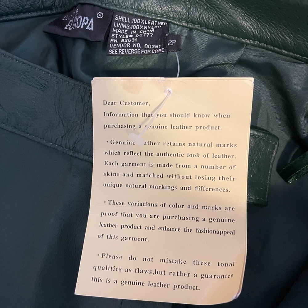 Boutique Europa Genuine REAL Leather Pants Size 2P